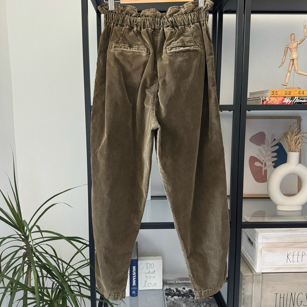 Free People Margate Dried Rosemary Green Corduroy Slouchy High Rise Pants XS - Picture 5 of 12